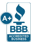 Residential garage doors and gate openers Houston TX BBB A+ Rating Logo