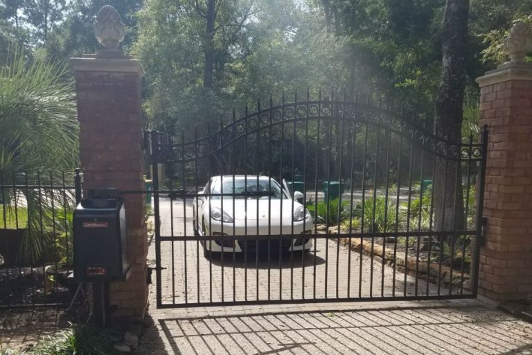 Liftmaster Iron Gate Completed iron gate project in The Woodlands TX