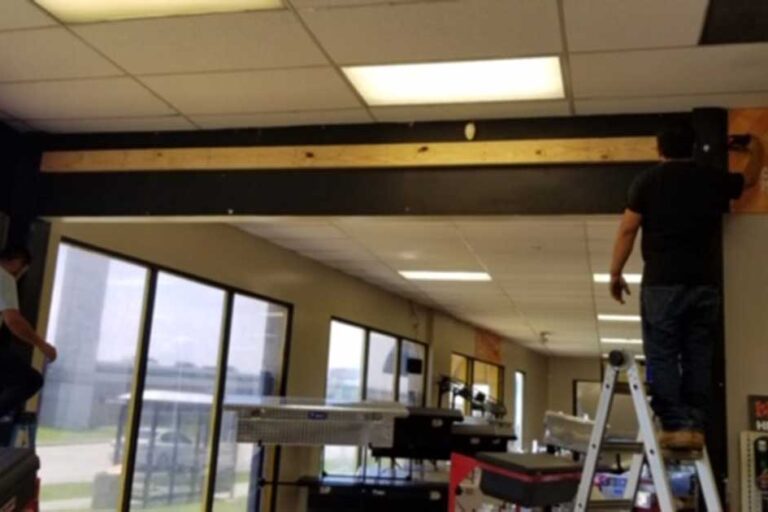 In progress commercial door installation.