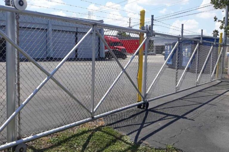 Houston-Commercial-Gate-Installed Houston commercial gate and chain fence installed.