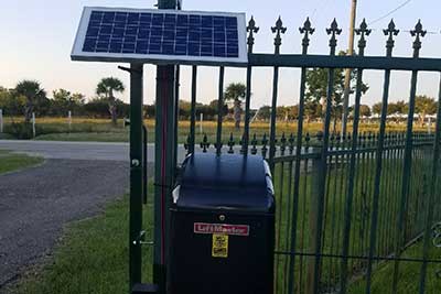 Solar powered automatic gate opener intalled.
