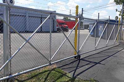 Installed chain link gate for security.