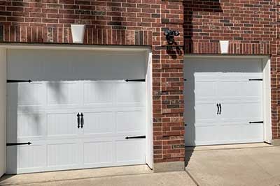 Two newly installed garage doors.